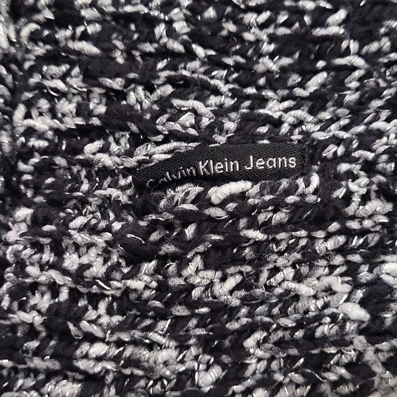 Calvin Klein Womens XL Black Sleeve Marled Body Top‎ Lightweight Sparkly Casual - Picture 5 of 5